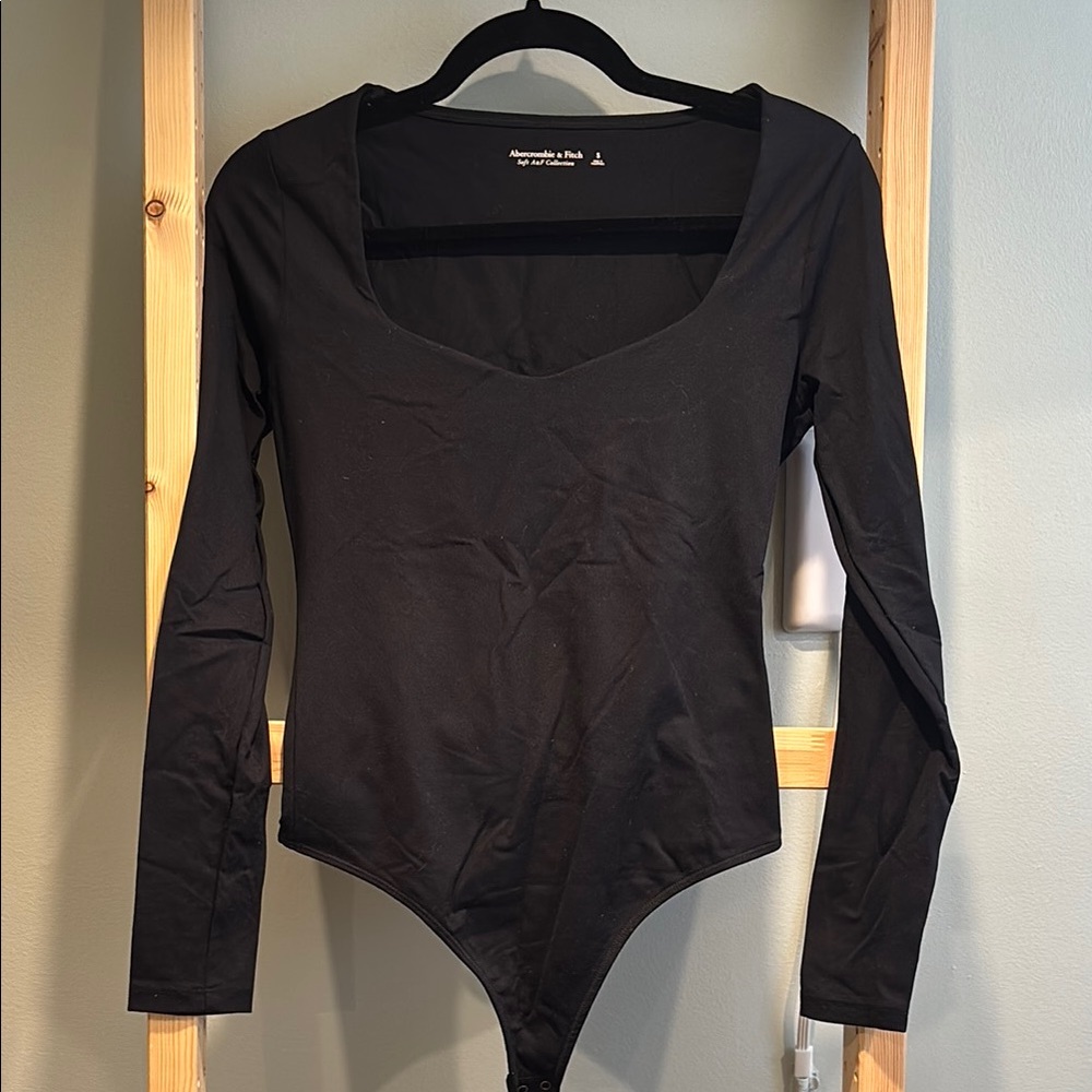 Abercrombie & Fitch Black Asymmetrical Long Sleeve Bodysuit